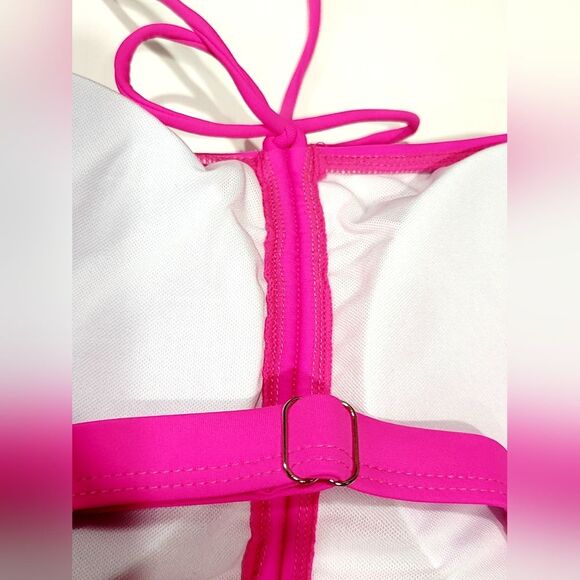 DACI Retro Tummy Control Ruched Barbie Hot Pink Adjustable Plus Swimsuit NWT 20W - Picture 10 of 13